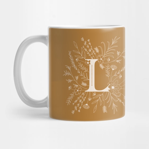 Botanical Letter L (Mustard Yellow) by Cascade Patterns